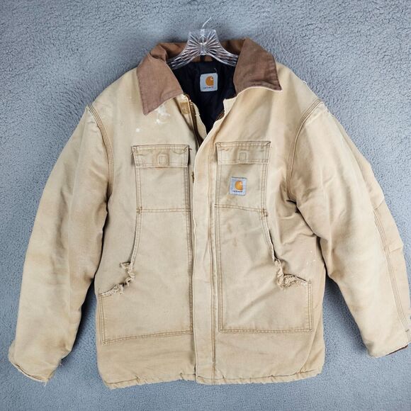Vintage Carhartt Quilt Lined Barn Jacket Mens Size XL Chore C26 Distressed - Picture 1 of 13